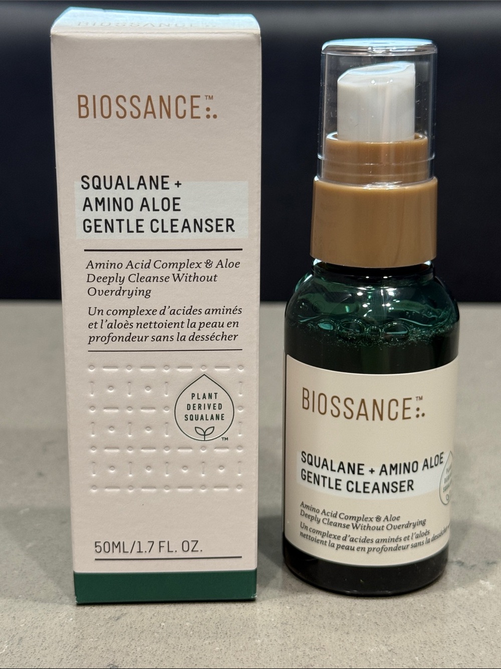 Biossance Squalane + Amino Aloe Gentle Cleanser — travel size, new/unused